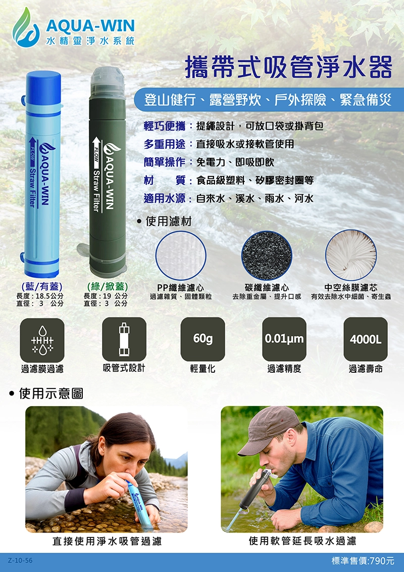 Portable Outdoor Straw Water Filter