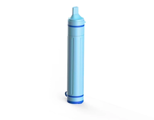 戶外攜帶式吸管淨水器(藍/有蓋)