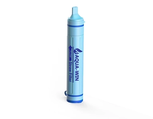 戶外攜帶式吸管淨水器(藍/有蓋)