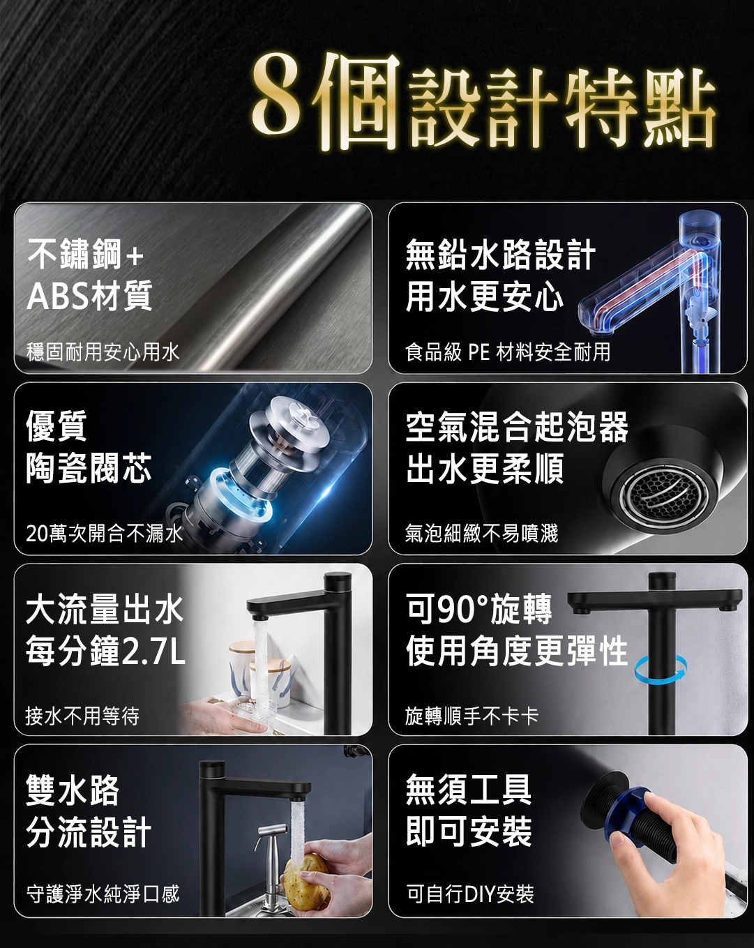 高雄推薦廚下RO機雙出水龍頭，支援淨水與純水分流使用