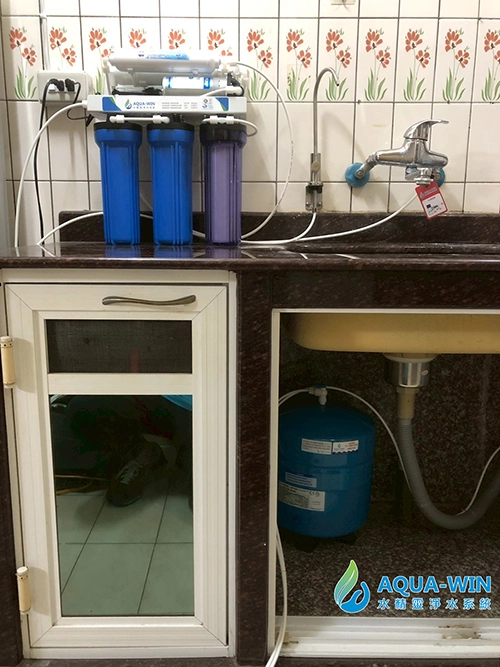 台東縣台東市公寓安裝HY-3034組合架傳統RO純水機，家用傳統型五道RO過濾器安裝實例