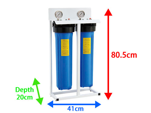 20" Big Blue whole House Stand Type 2-Stage Water Purifier(With Water Pressure Gauge x 2PCS)