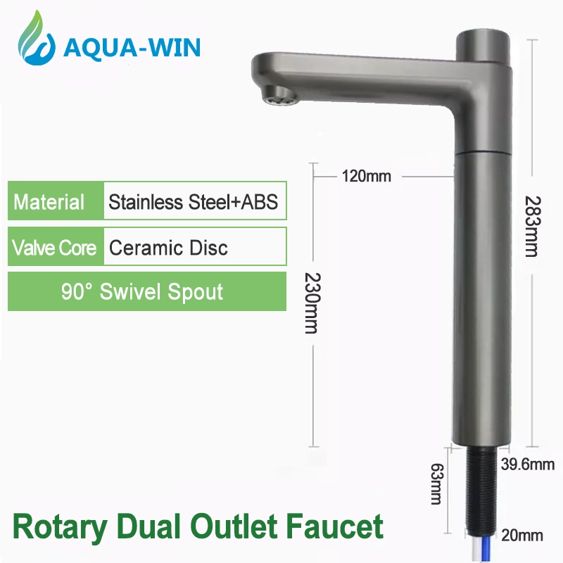 Rotary Dual Outlet Faucet (Gray / 1/4")