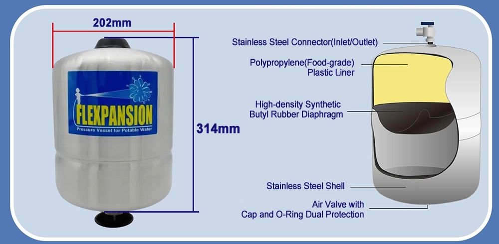 FP-8S steel pressure tank internal structure diagram diaphragm tank for water purifier system